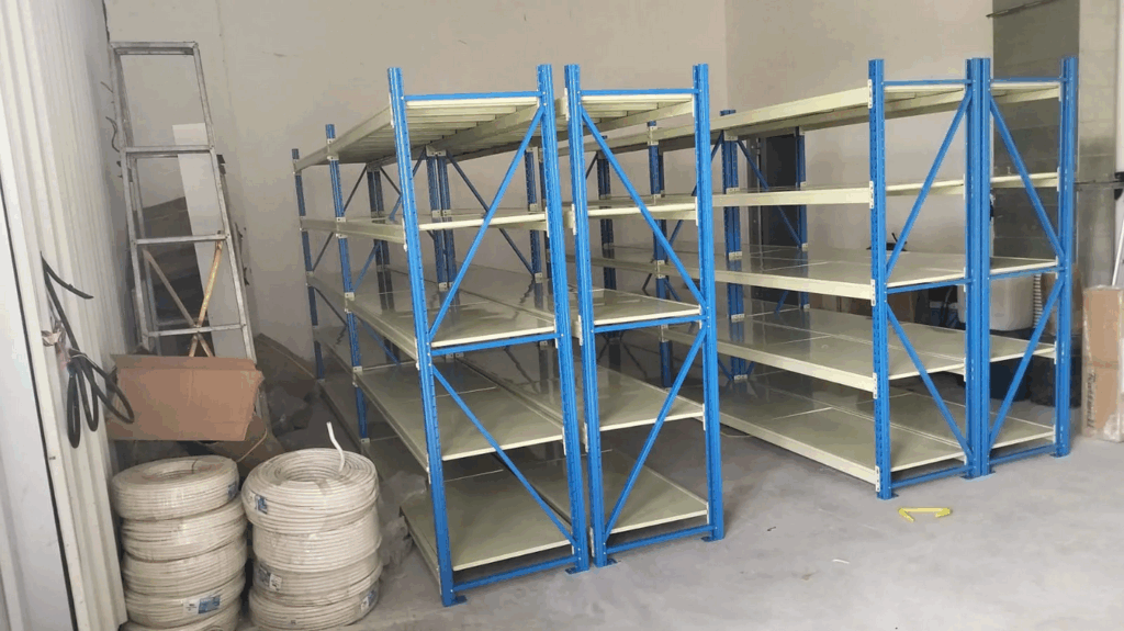 RAK BESI GUDANG MEDIUM DUTY SUSUN SERBAGUNA TIPE RR-500 – KAPASITAS 500 kg/LEVEL SHELVING ATAU 2 TON / UNIT | UKURAN PxL (200x60 CM) x Tinggi (200, 250, 300 CM) | RAJA RAK INDONESIA | KIRIM KE SELURUH INDONESIA