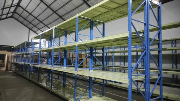RAK BESI GUDANG MEDIUM DUTY SUSUN SERBAGUNA TIPE RR-500 – KAPASITAS 500 kg/LEVEL SHELVING ATAU 2 TON / UNIT | UKURAN PxL (200x60 CM) x Tinggi (200, 250, 300 CM) | RAJA RAK INDONESIA | KIRIM KE SELURUH INDONESIA