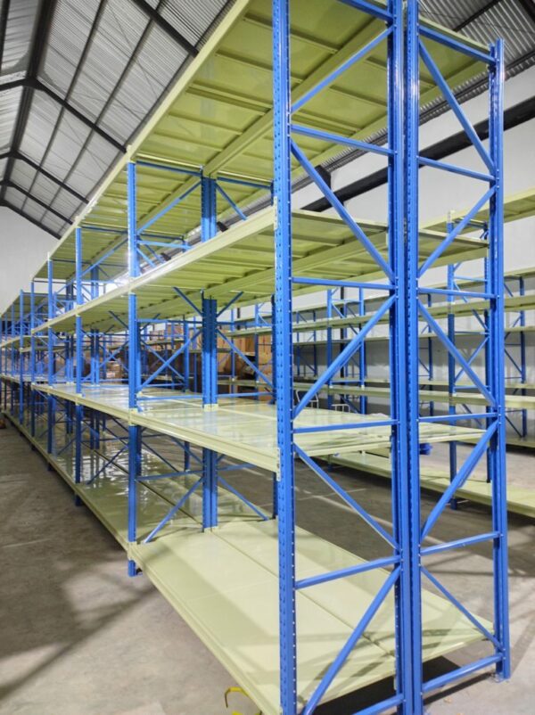 RAK BESI GUDANG MEDIUM DUTY SUSUN SERBAGUNA TIPE RR-500 – KAPASITAS 500 kg/LEVEL SHELVING ATAU 2 TON / UNIT | UKURAN PxL (200x60 CM) x Tinggi (200, 250, 300 CM) | RAJA RAK INDONESIA | KIRIM KE SELURUH INDONESIA
