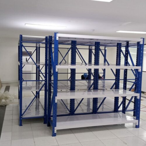 RAK BESI SUSUN GUDANG LIGHT DUTY TIPE JF-200, 4 SUSUN SHELVING, KEKUATAN 200 KG/LEVEL atau 800 KG / UNIT, UKURAN 200 × 60 × 200 CM
